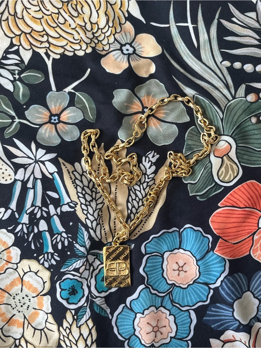 Balenciaga Gold Pendant Necklace 24” Custom Repurposed Charm Chain Read Desc - Picture 12 of 13